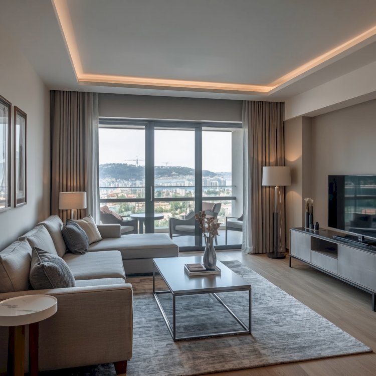 Boğaz manzaralı yüksek katta tam eşyalı kiralık 2+1 rezidans dairesi